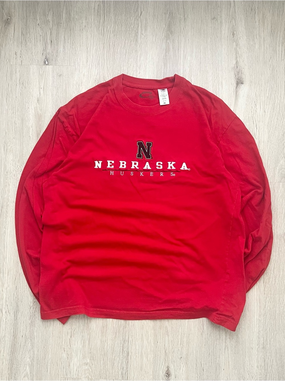 Vintage 90s Nebraska Cornhuskers Embroidered Crewneck Long Sleeve Red Mens XL